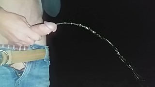 Swinging My Big Cock Around and Pissing In A Public Park After Dark
